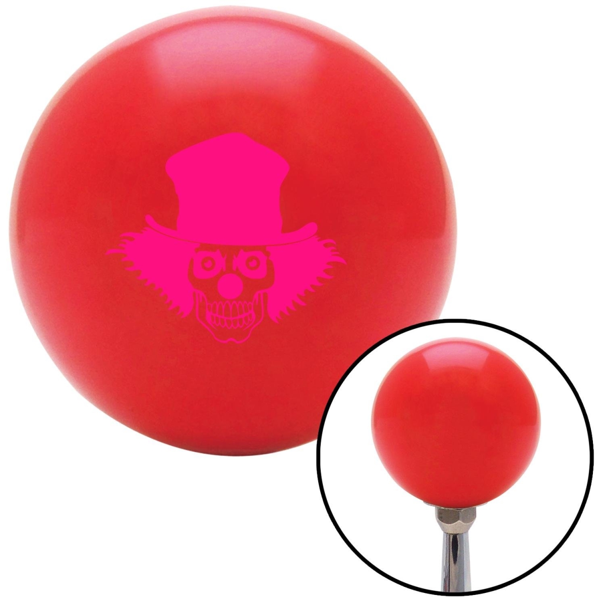 Picture of American Shifter 100980 Pink Skull Clown Red Shift Knob with M16 x 1.5 Insert Shifter Auto Manual Custom