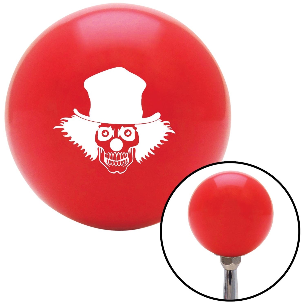 Picture of American Shifter 100982 White Skull Clown Red Shift Knob with M16 x 1.5 Insert Shifter Auto Manual Custom