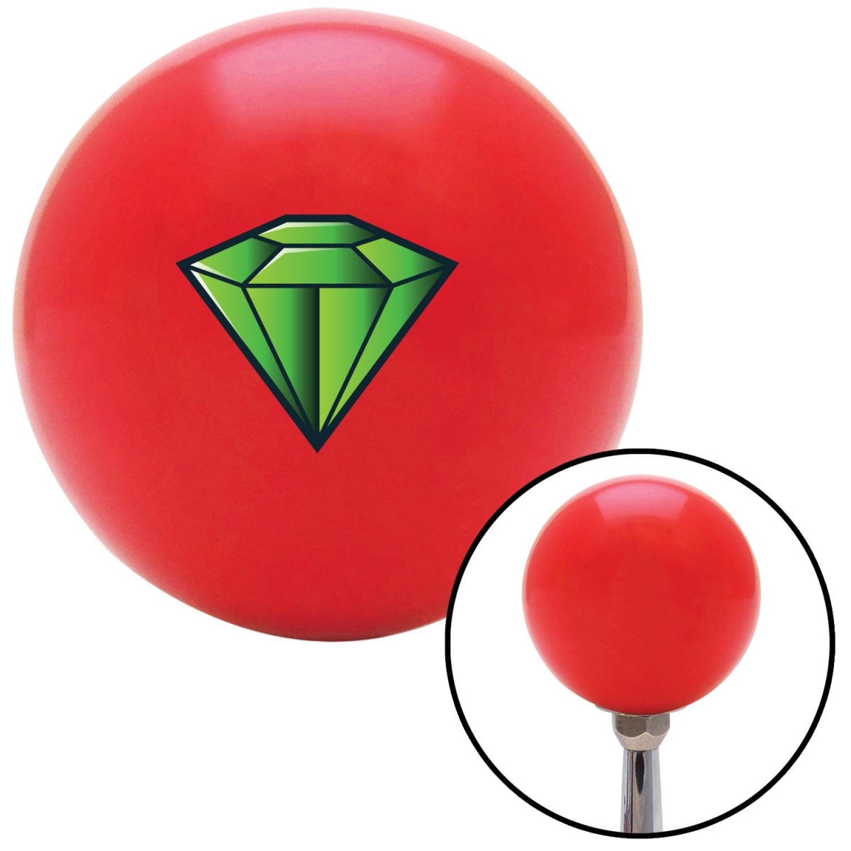Picture of American Shifter 101114 Green Diamond Red Shift Knob with M16 x 1.5 Insert Shifter Auto Manual Custom Hotrod