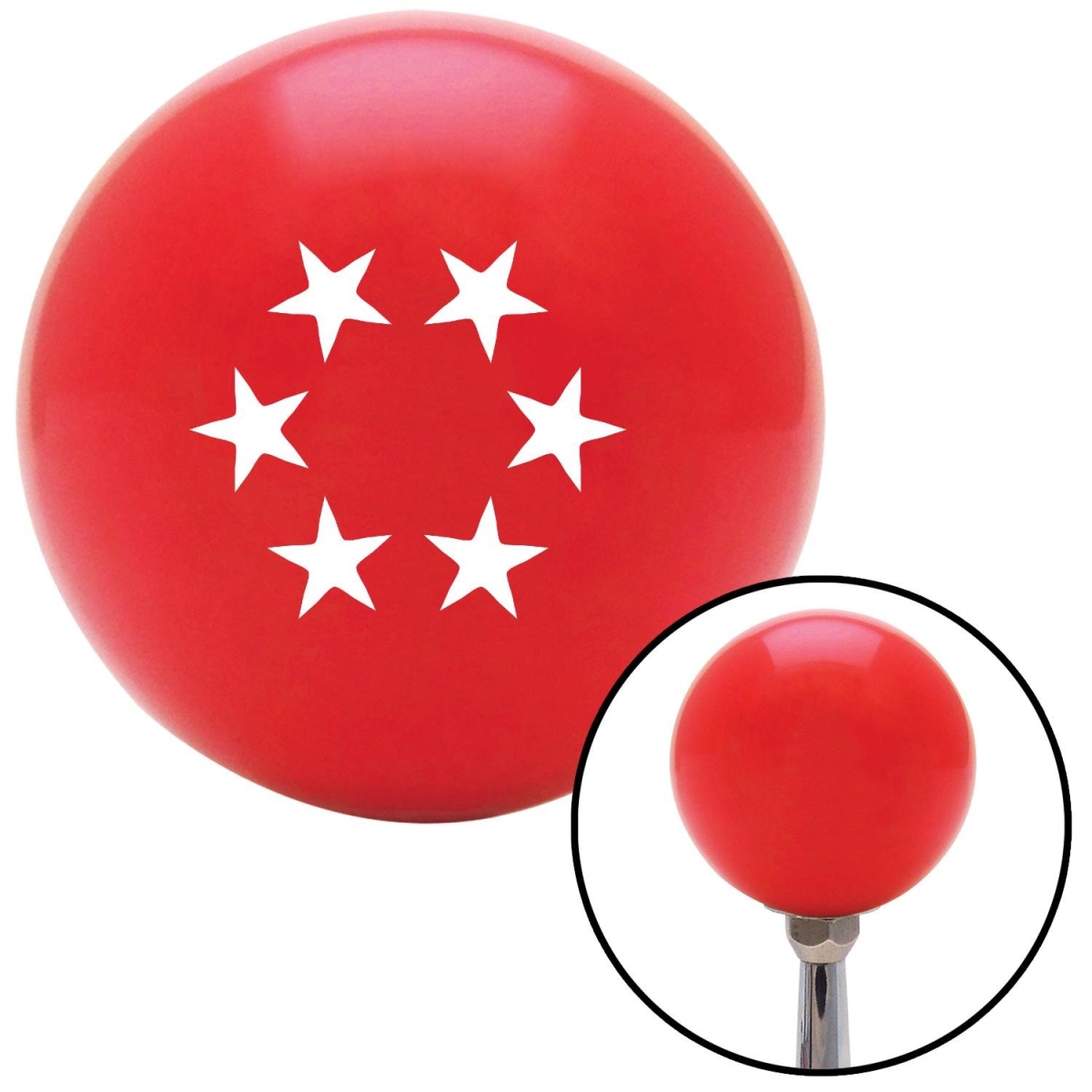 Picture of American Shifter 101338 White 5 Stars in Circle Red Shift Knob with M16 x 1.5 Insert Shifter Auto Manual
