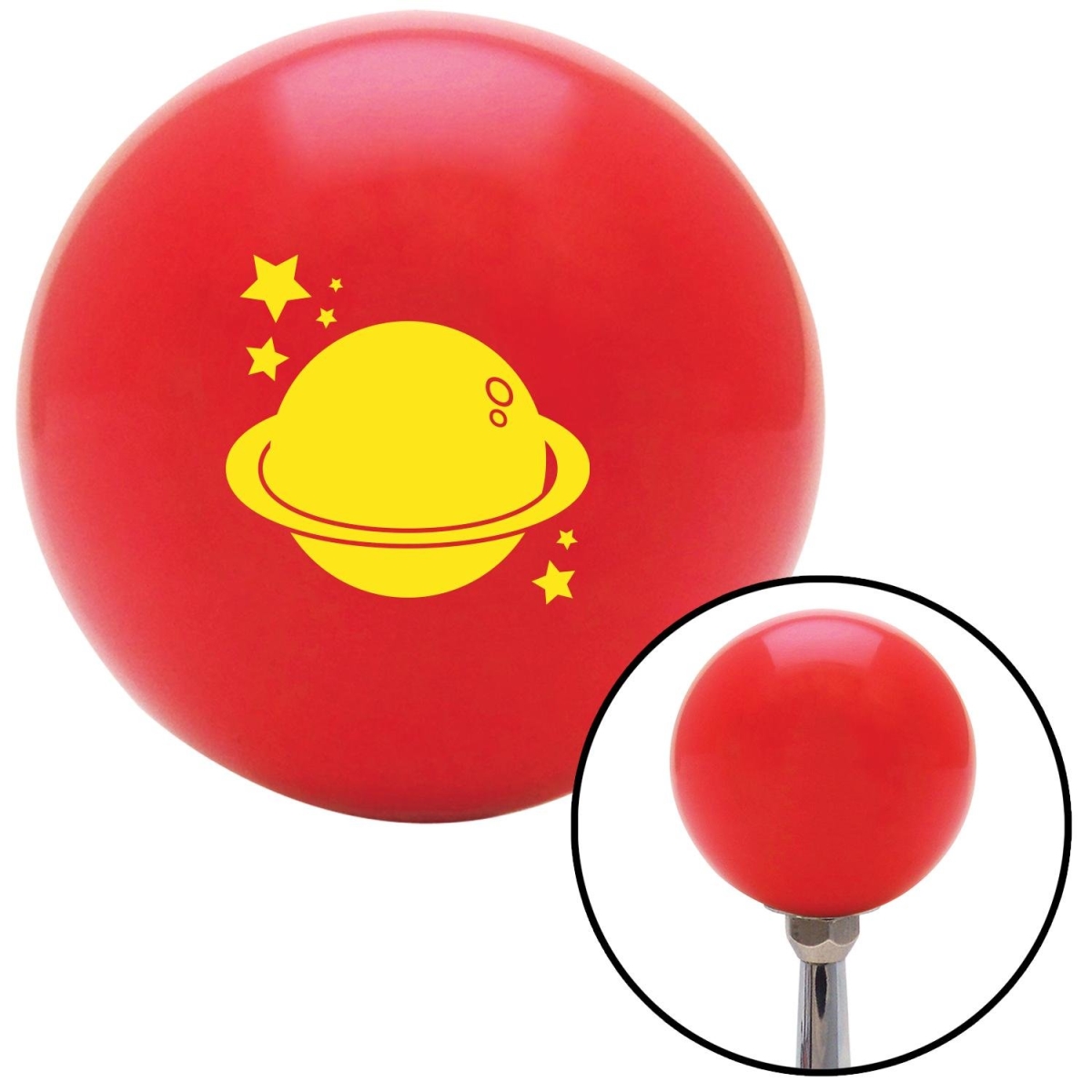 Picture of American Shifter 101393 Yellow Planet & Stars Red Shift Knob with M16 x 1.5 Insert Shifter Auto Manual Brody