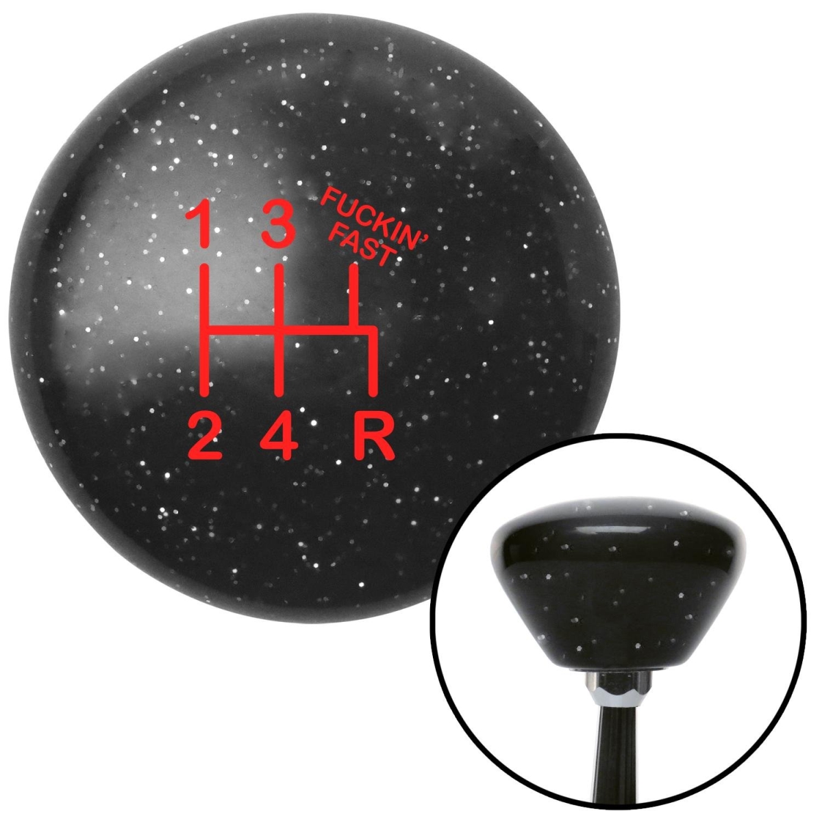 American Shifter 175569 Black Retro Metal Flake Shift Knob with M16 x 1.5 Insert (Red Shift Pattern F*cking Fast Style 15n)