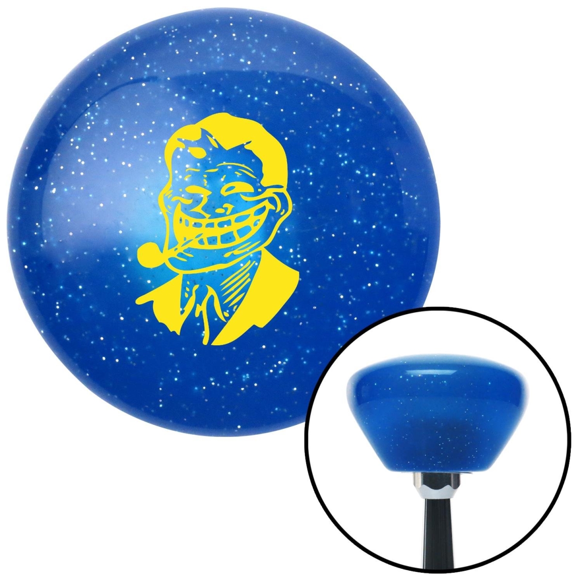 American Shifter 186581 Yellow Troll Dad Blue Retro Metal Flake Shift Knob with M16 x 1.5 Insert Shifter Brody -  American Shifter Company