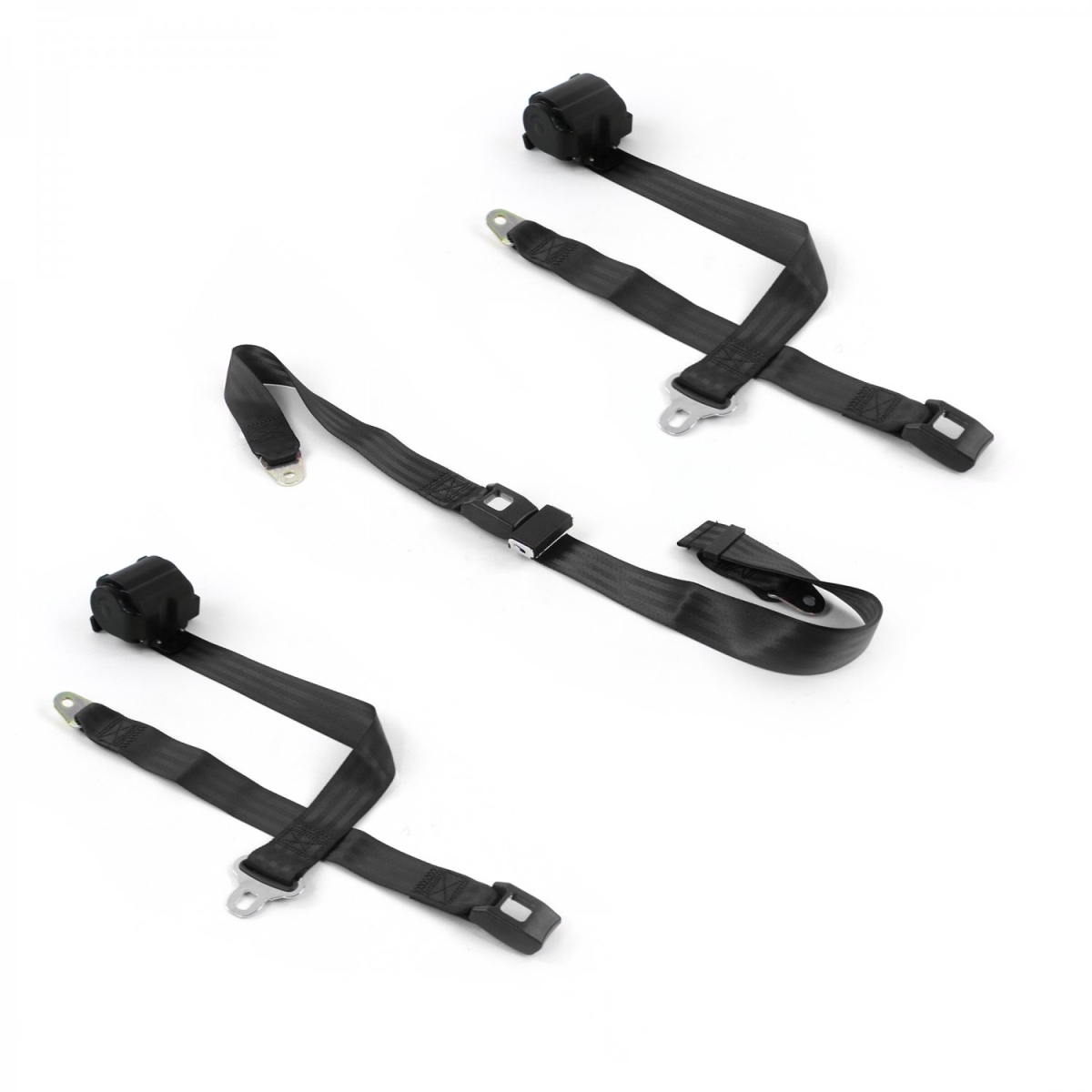 Standard 2 Point Black Retractable Bench Seat Belt Kit for Chevy Impala 1965-1970 - 3 Belts