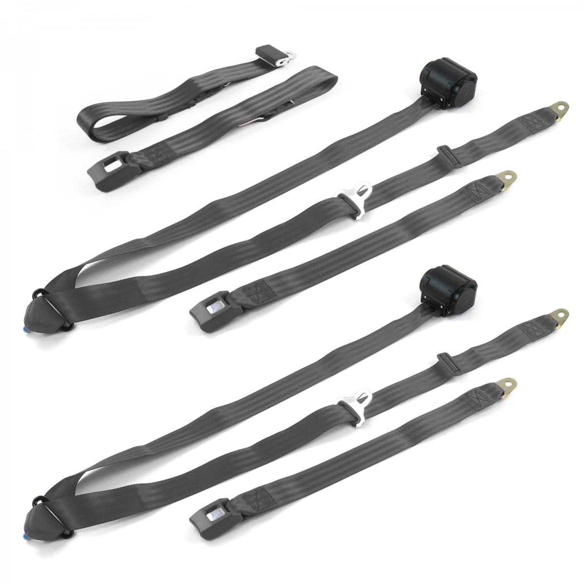 Standard 3 Point Charcoal Retractable Bench Seat Belt Kit for Ford Thunderbird 1980-1982 - 3 Belts
