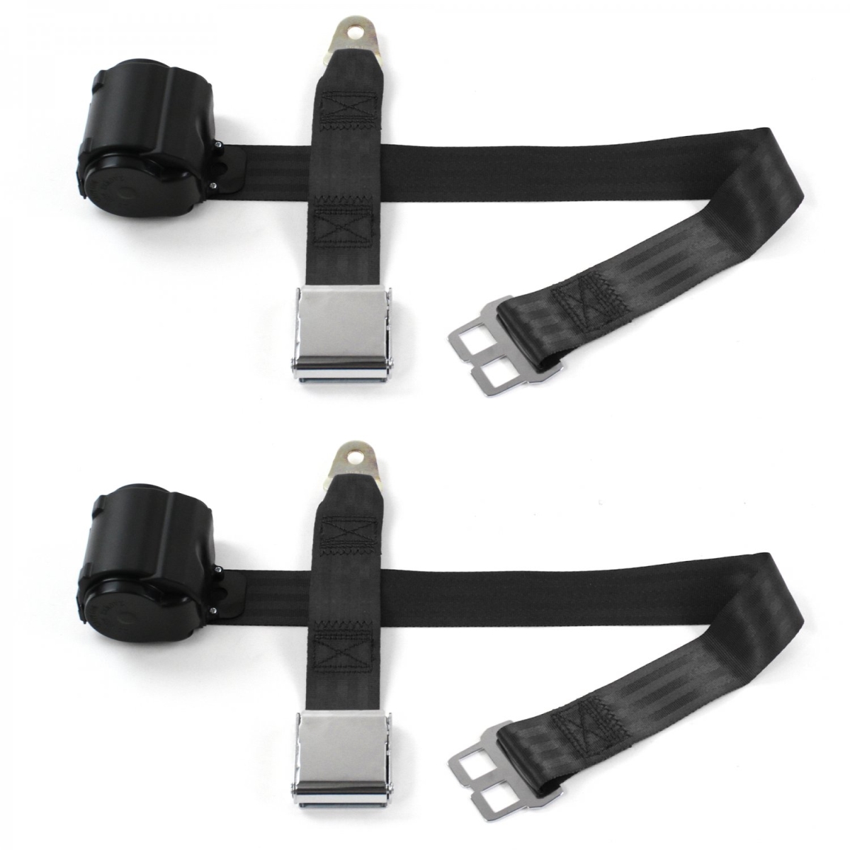 Airplane 2 Point Black Retractable Bucket Seat Belt Kit for Chevy Impala 1961-1964 - 2 Belts