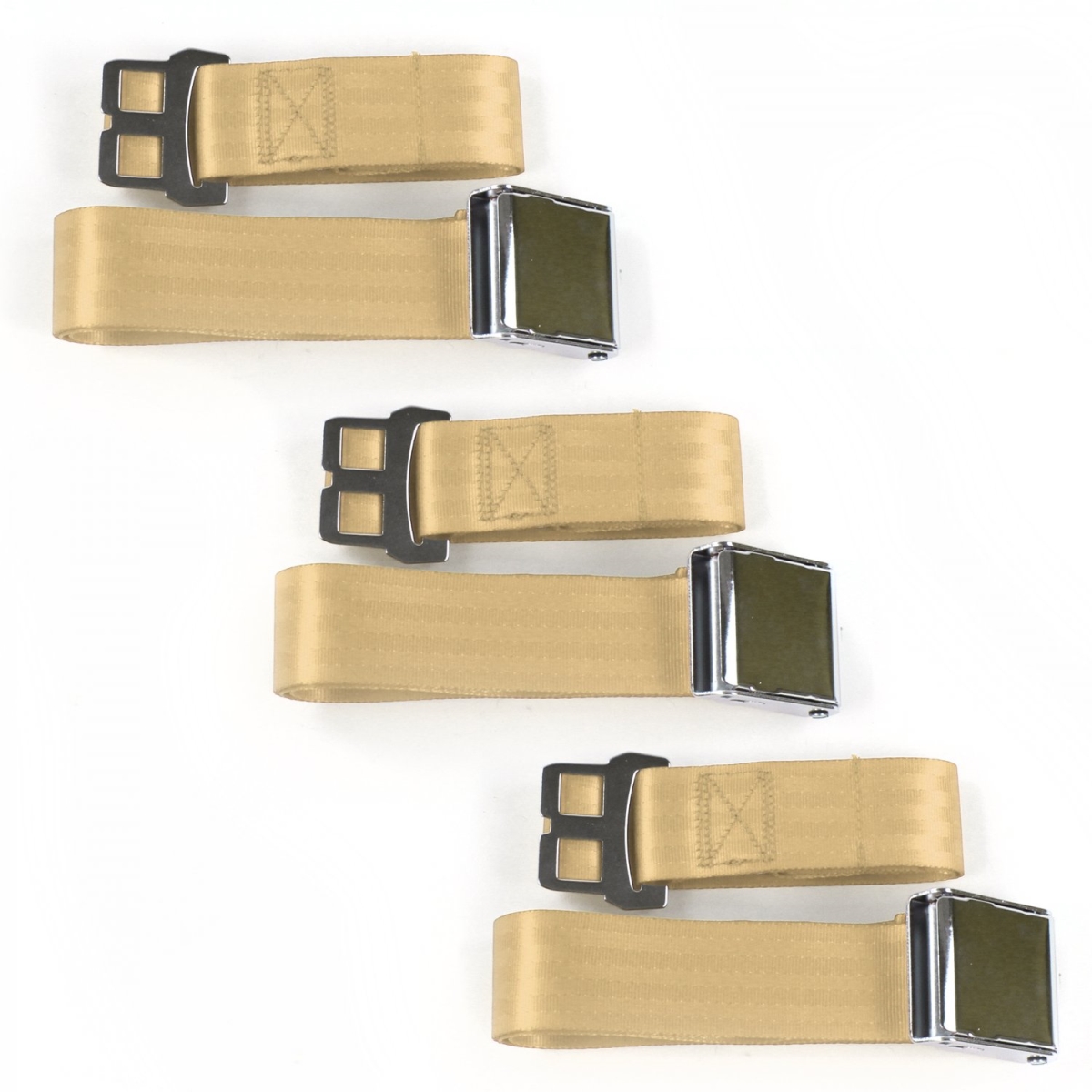 661947 Airplane 2 Point Tan Lap Bench Seat Belt Kit for Chevy Truck 1967-1972 - 3 Belts -  safeTboy