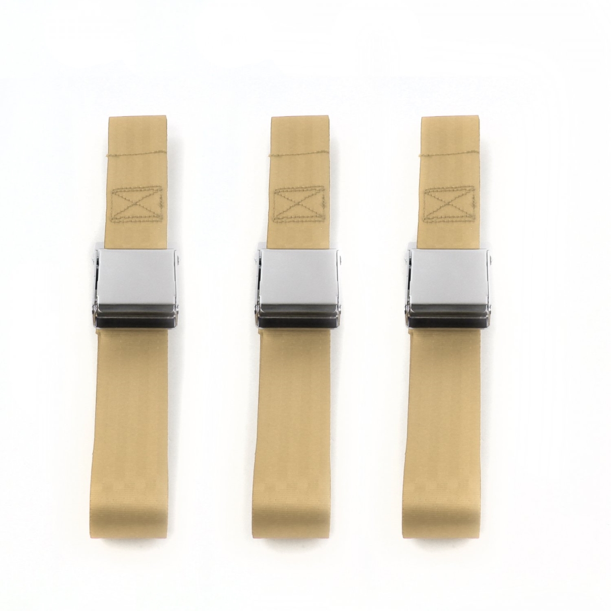 Airplane 2 Point Tan Lap Bench Seat Belt Kit for Ford Falcon 1966-1970 - 3 Belts