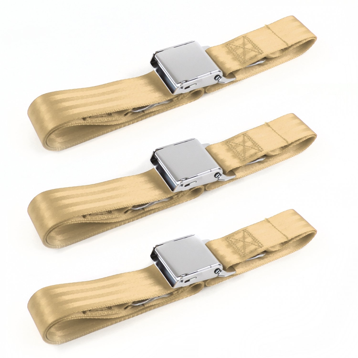 Airplane 2 Point Tan Lap Bench Seat Belt Kit for AMC Eagle 1979-1987 - 3 Belts