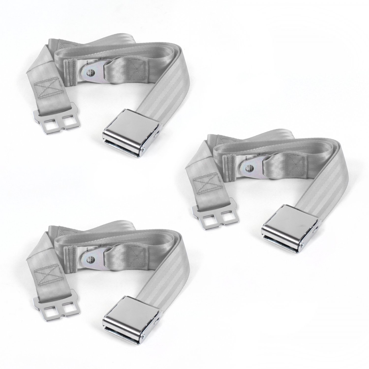 Airplane 2 Point Gray & Grey Lap Bench Seat Belt Kit for Jeep Cherokee 1984-2001 - 3 Belts
