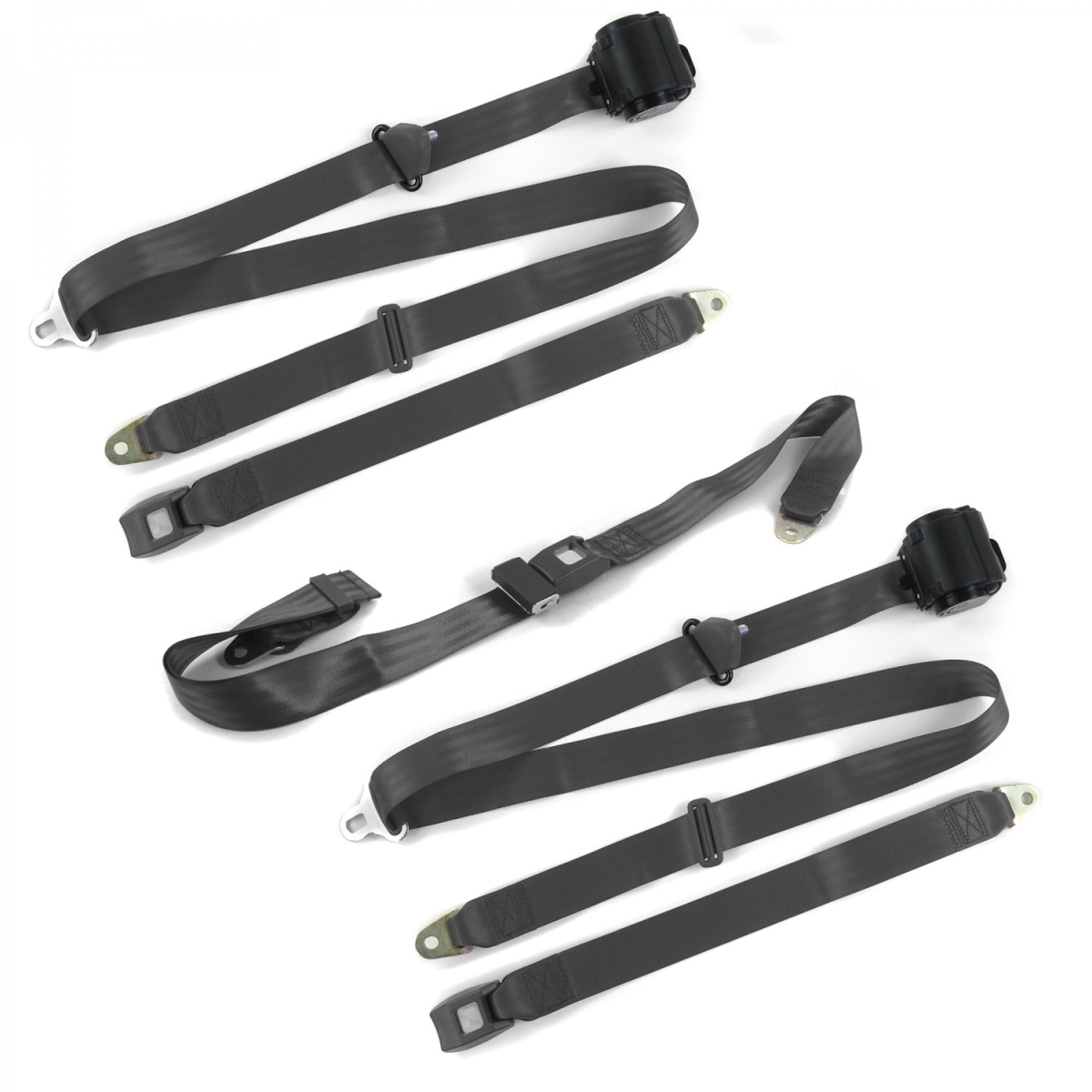 Standard 3 Point Charcoal Retractable Bench Seat Belt Kit for Ford Mustang 1979-1993v - 3 Belts