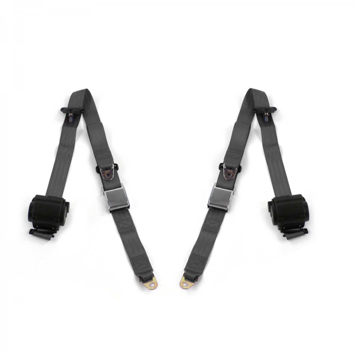 Airplane 3 Point Charcoal Retractable Bucket Seat Belt Kit for Chevy Impala 1961-1964 - 2 Belts