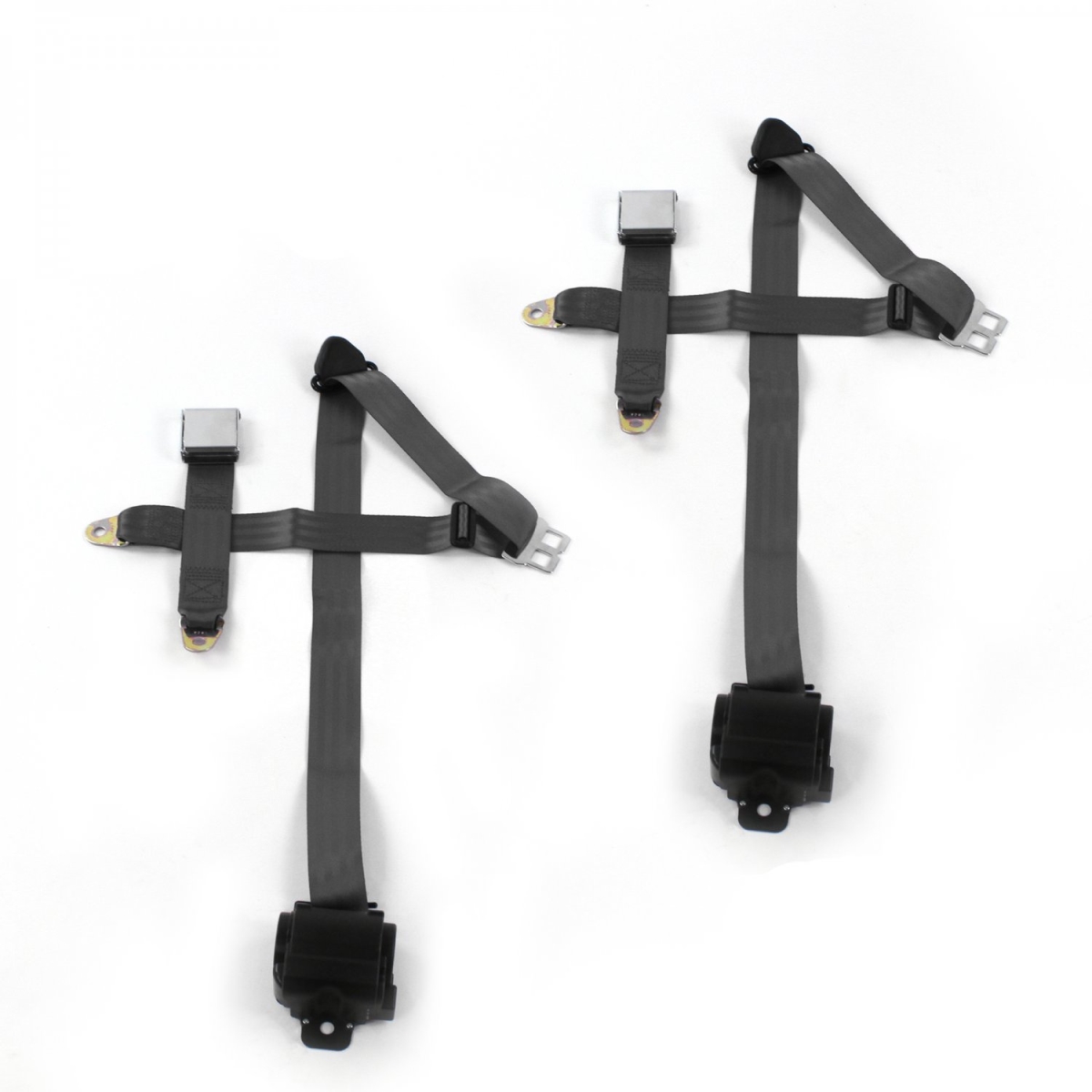 Airplane 3 Point Charcoal Retractable Bucket Seat Belt Kit for Ford Thunderbird 1980-1982 - 2 Belts