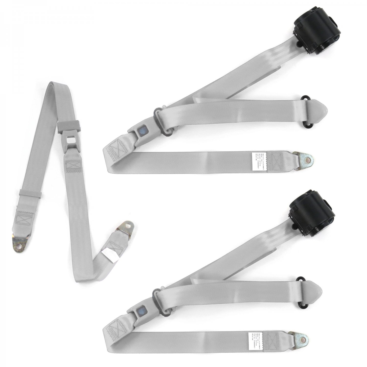 Standard 3 Point Gray & Grey Retractable Bench Seat Belt Kit for VW Type 1 Split 1947-1952 - 3 Belts