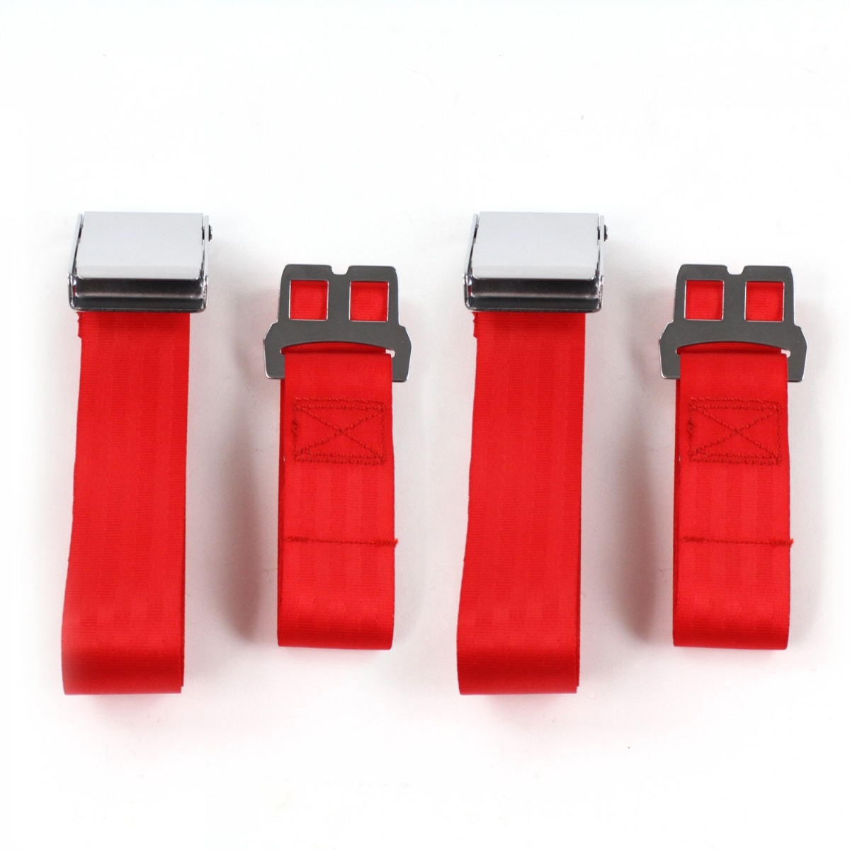 Airplane 2 Point Red Lap Bucket Seat Belt Kit for Ford Thunderbird 1967-1976 - 2 Belts