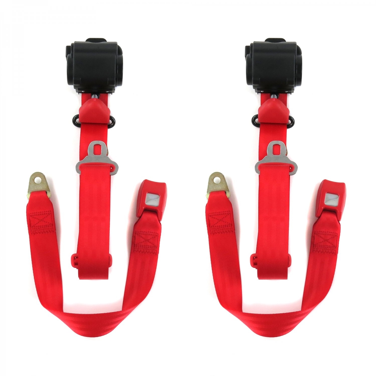 669490 Standard 3 Point Red Retractable Bucket Seat Belt Kit for Ford Bronco 1980-1996 - 2 Belts