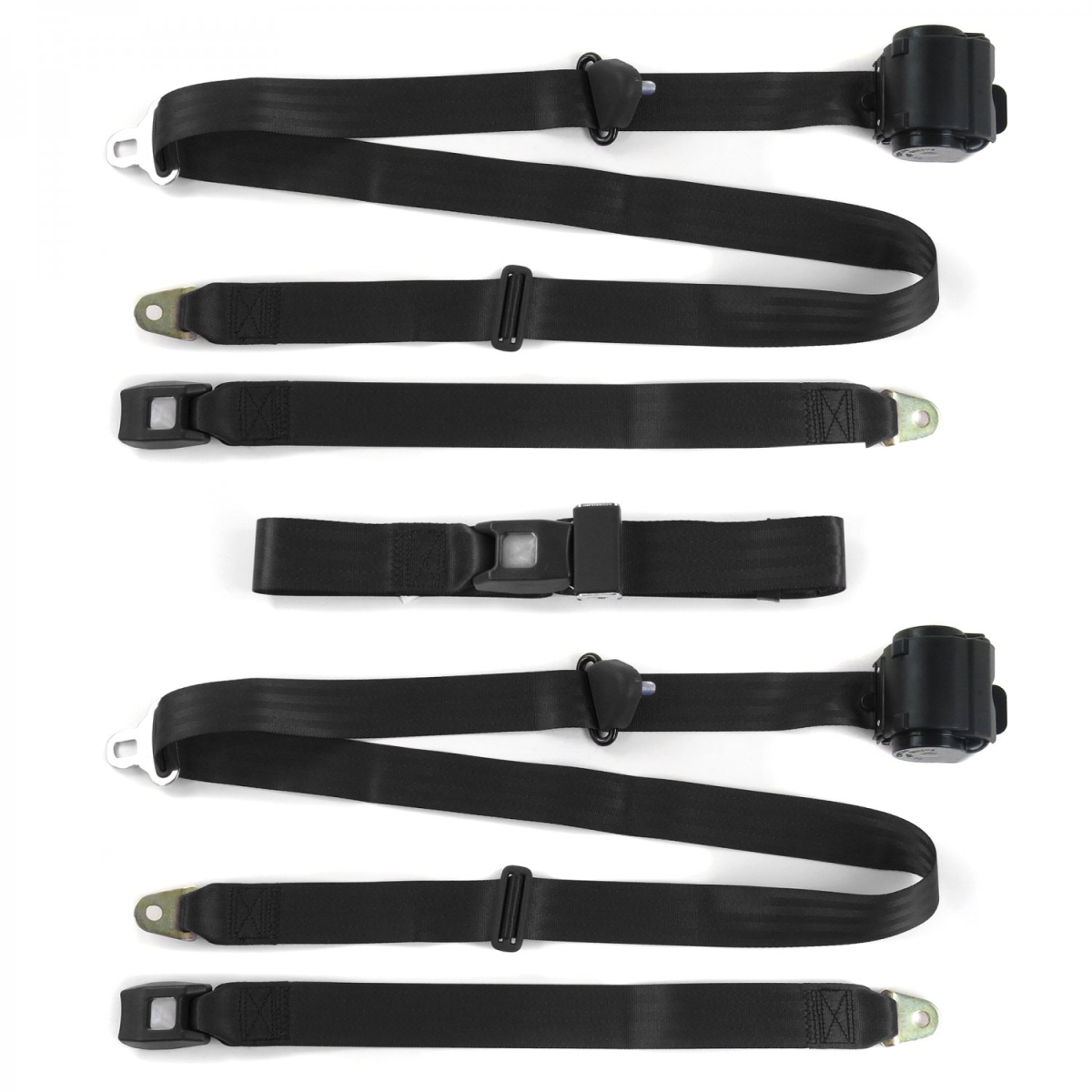 Standard 3 Point Black Retractable Bench Seat Belt Kit for Chevy S10 Blazer 1982-1994 - 3 Belts