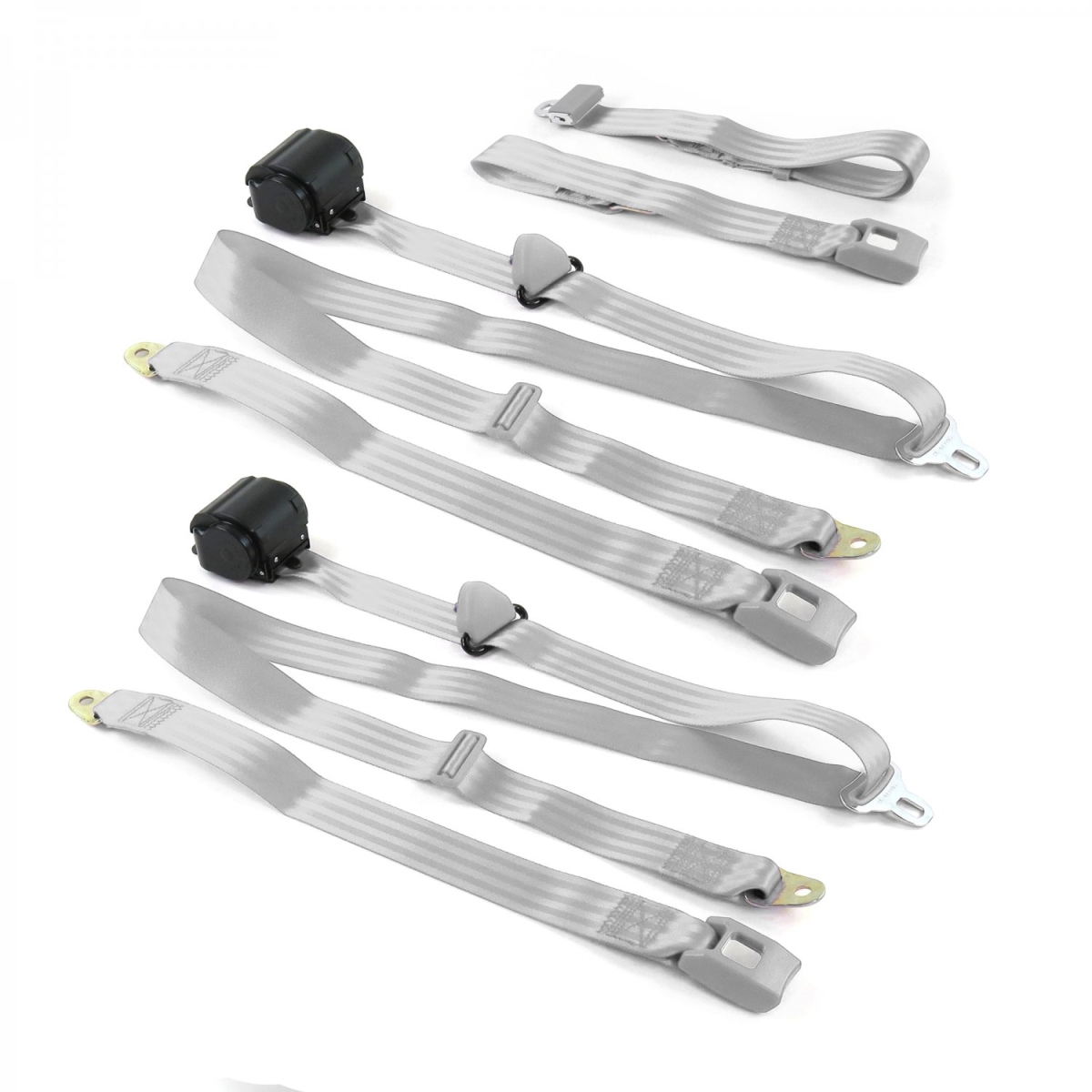 Standard 3 Point Gray & Grey Retractable Bench Seat Belt Kit for Chevy Impala 1958 - 3 Belts