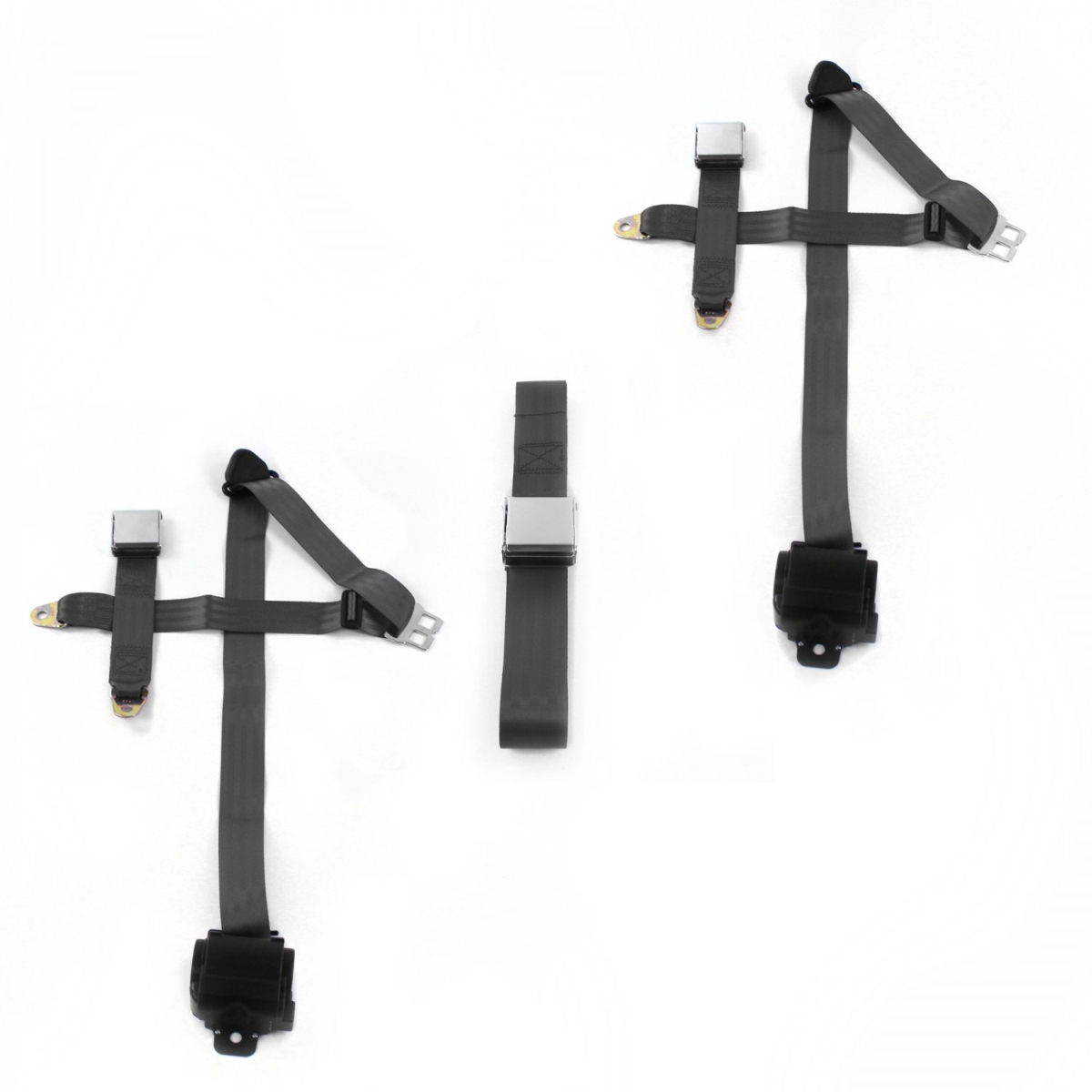 Airplane 3 Point Charcoal Retractable Bench Seat Belt Kit for Buick Roadmaster 1954-1956 - 3 Belts