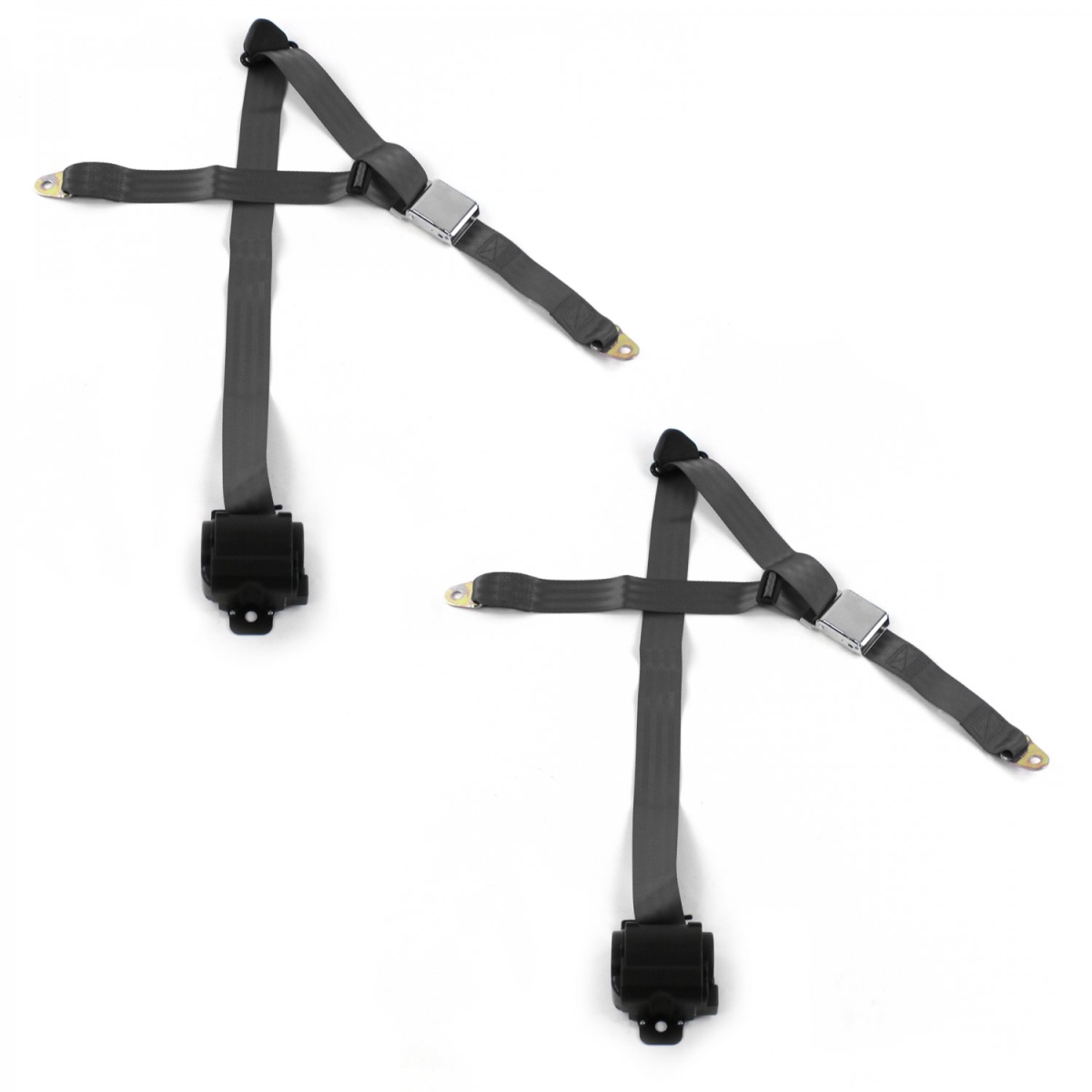 Airplane 3 Point Charcoal Retractable Bucket Seat Belt Kit for Buick Roadmaster 1957-1958 - 2 Belts