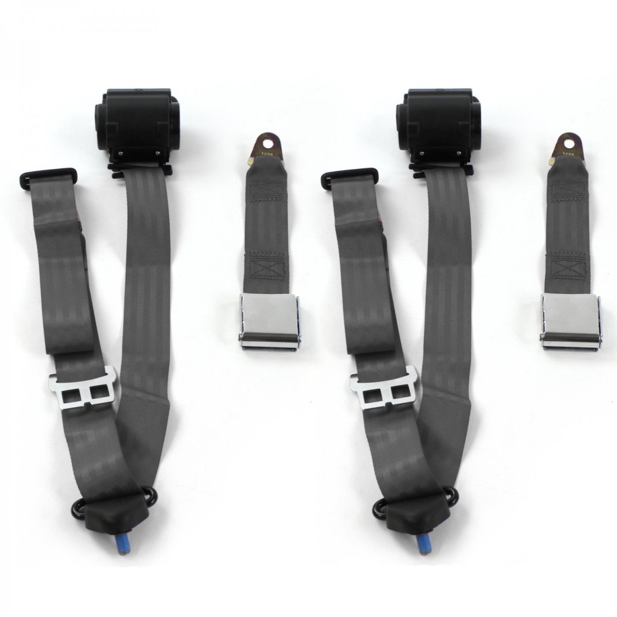 Airplane 3 Point Charcoal Retractable Bucket Seat Belt Kit for VW Type 2 Split 1949-1967 - 2 Belts