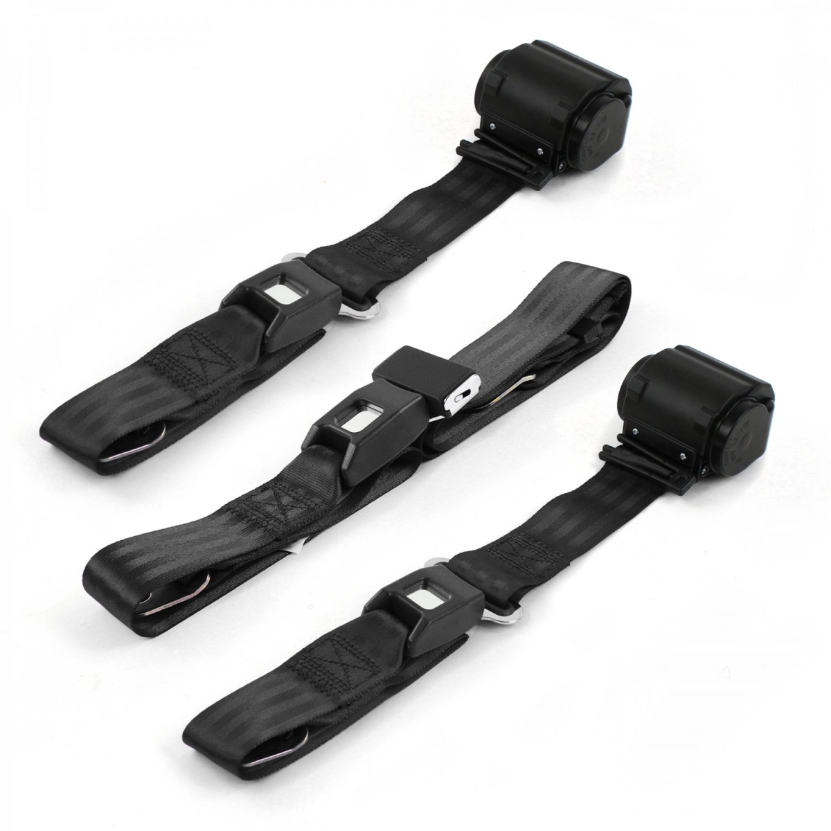 Standard 2 Point Black Retractable Bench Seat Belt Kit for Chevy FS Blazer 1969-1972 - 3 Belts
