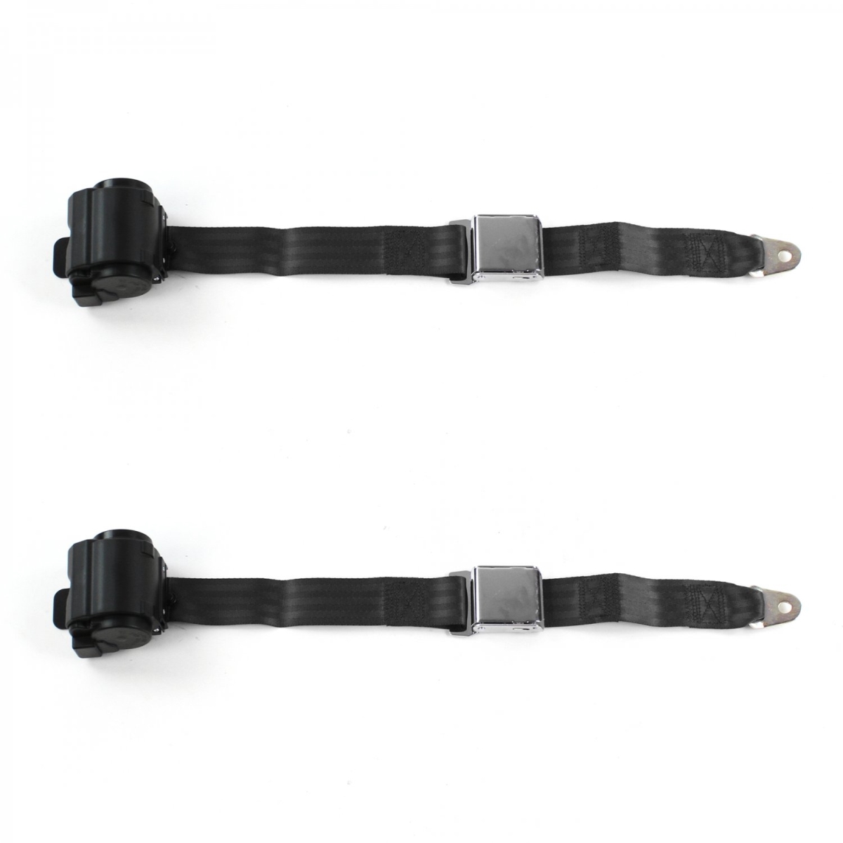Airplane 2 Point Black Retractable Bucket Seat Belt Kit for Ford Thunderbird 1958-1960 - 2 Belts