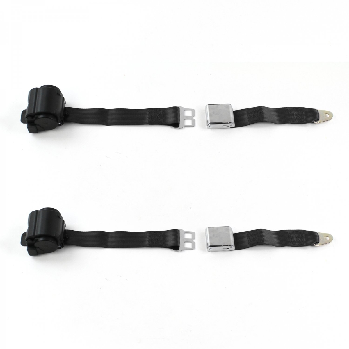Airplane 2 Point Black Retractable Bucket Seat Belt Kit for Jeep Gladiator 1962-1988 - 2 Belts