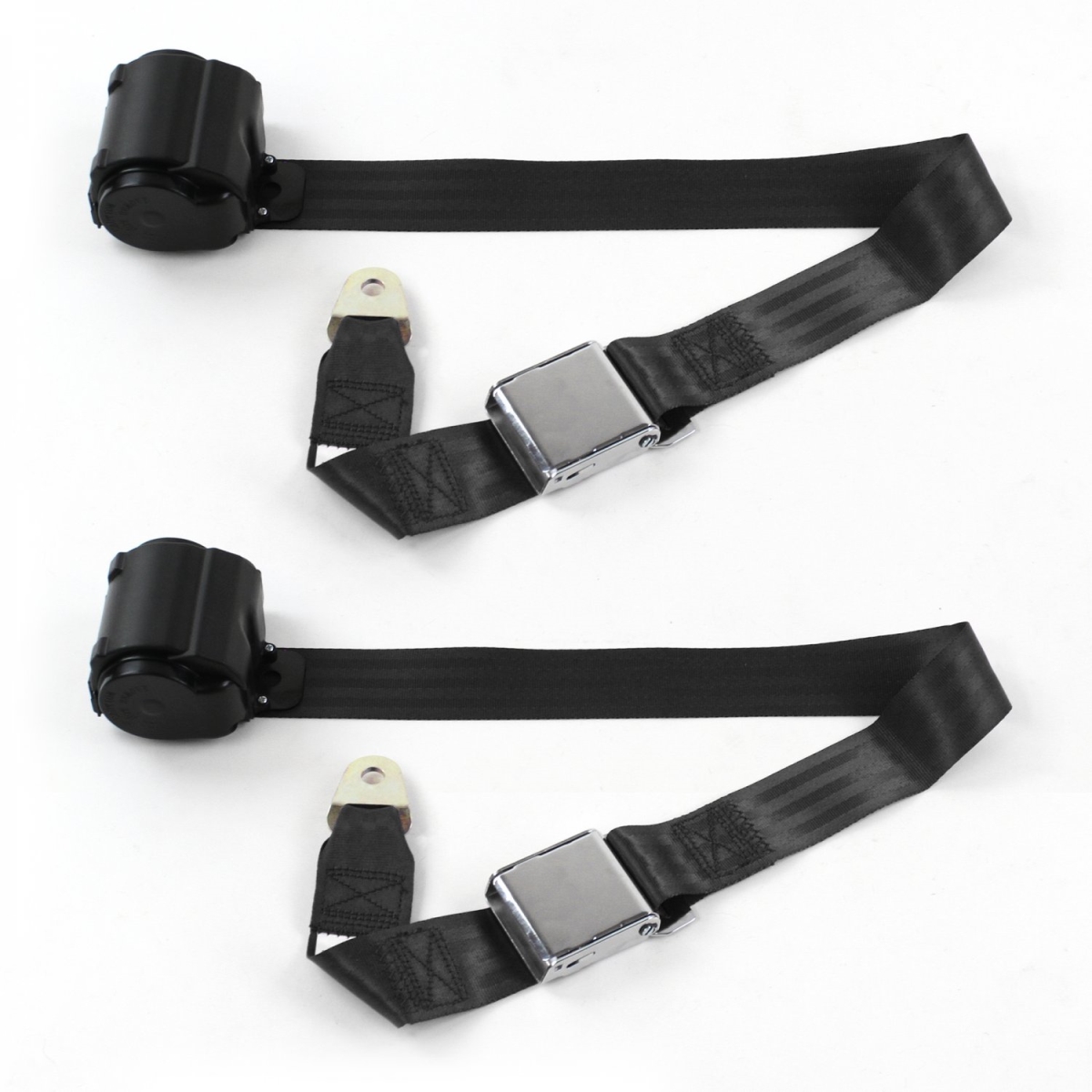 Airplane 2 Point Black Retractable Bucket Seat Belt Kit for Buick Roadmaster 1954-1956 - 2 Belts