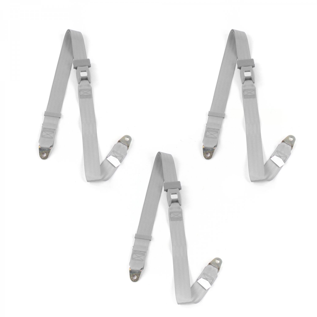 Standard 2 Point Gray & Grey Lap Bench Seat Belt Kit for Ford Thunderbird 1955-1957 - 3 Belts