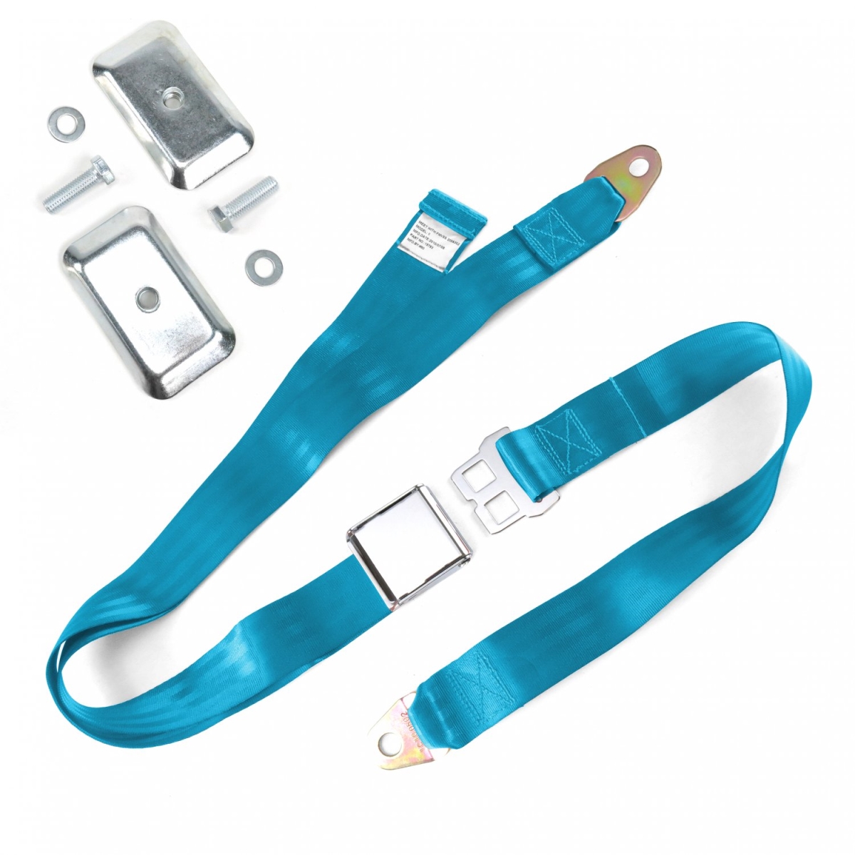 2 Point Electric Blue Airplane Buckle Lap Seat Belt with Flat Plate Hardware