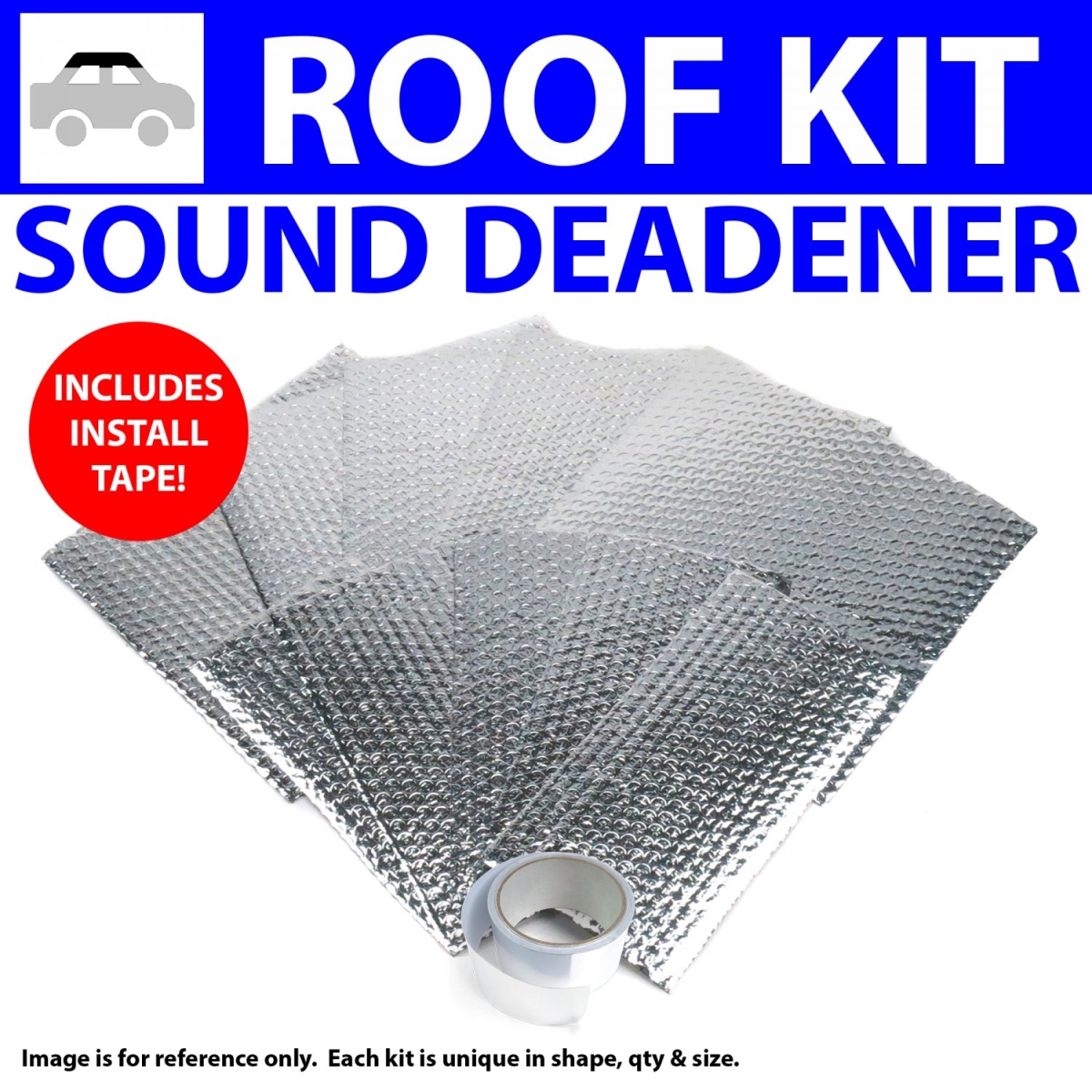 Heat & Sound Deadener for 1964-1966 Ford Mustang Roof Kit & Seam Tape, Roller 27192Cm2