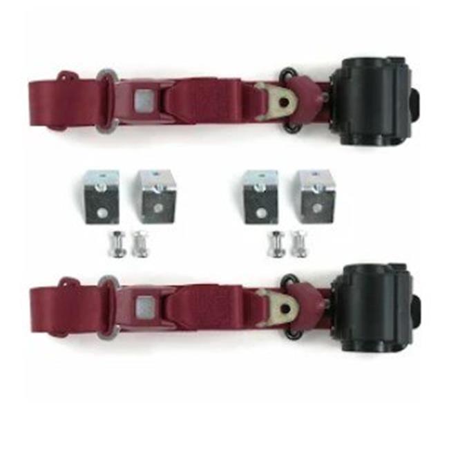 Standard 3 Point Burgundy Retractable Bucket Seat Belt Kit for VW Type 3 Squareback - 2 Belts