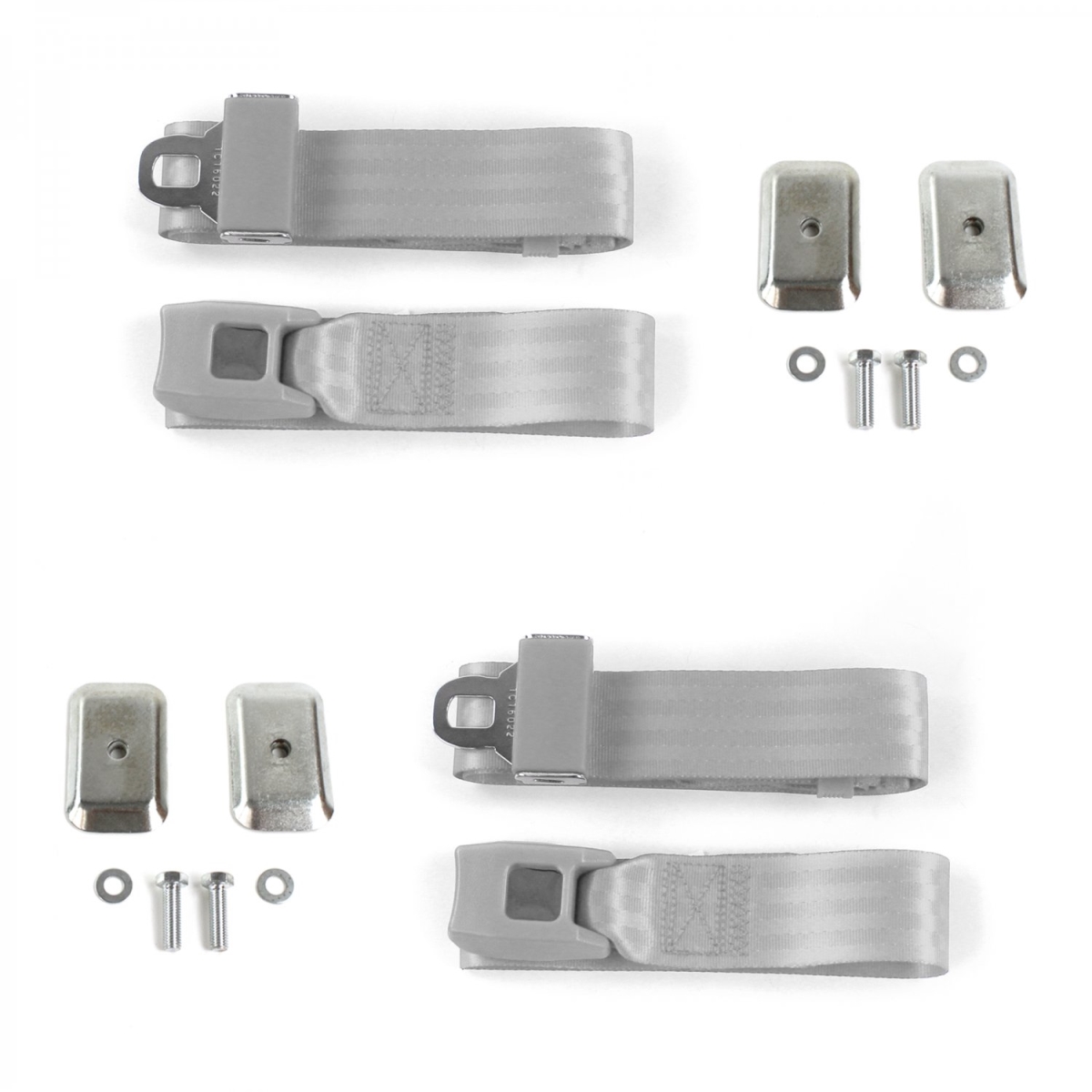 Standard 2 Point Gray & Grey Lap Bucket Seat Belt Kit with Bracketry for Ford Thunderbird 1961-1966 - 2 Belts