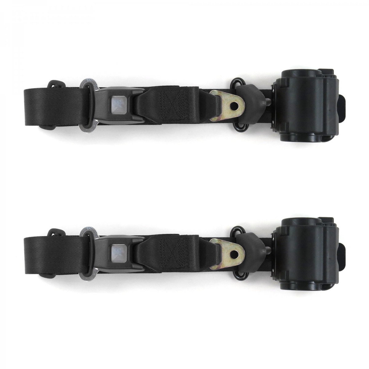 Standard 3 Point Black Retractable Bucket Seat Belt Kit for VW Type 1 Oval 1953-1957 - 2 Belts