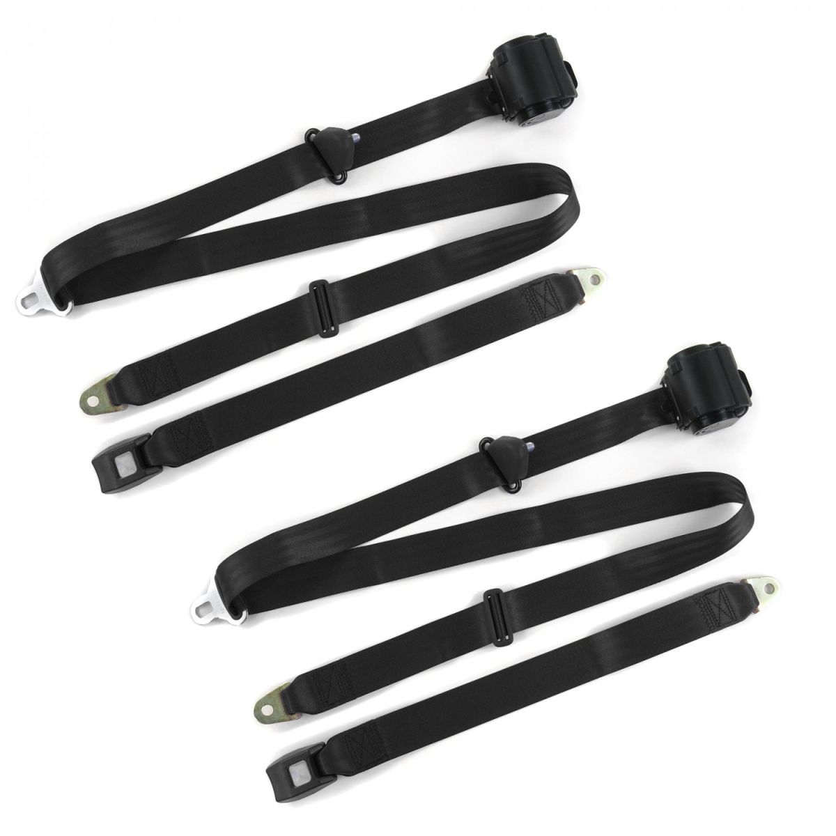 Standard 3 Point Black Retractable Bucket Seat Belt Kit for Nash Rambler 1950-1954 - 2 Belts