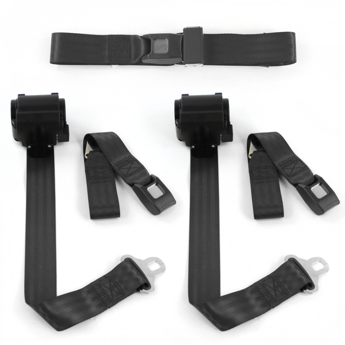 663625 Standard 2 Point Black Retractable Bench Seat Belt Kit for Ford Bronco 1978-1979 - 3 Belts