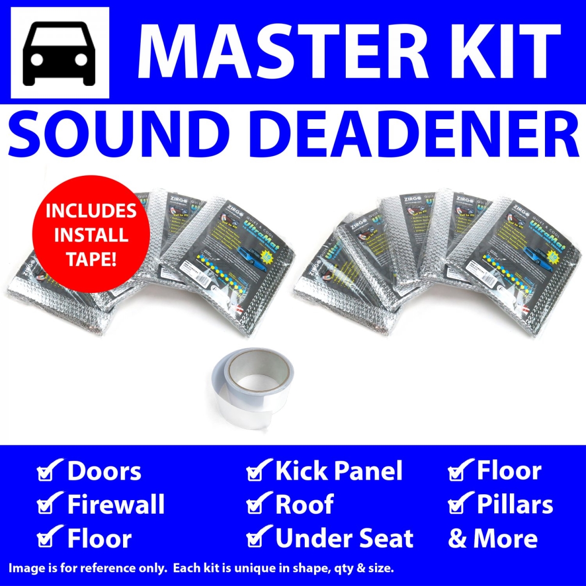 Heat & Sound Deadener for 2010 Cadillac SRX & Master Kit & Seam Tape, Roller 39702Cm2