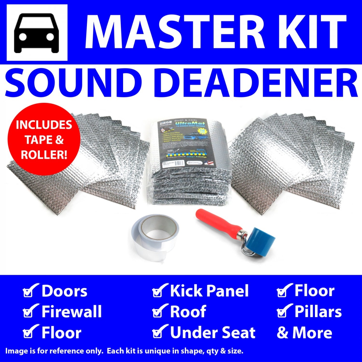 Heat & Sound Deadener for 1967-69 Camaro Master Kit & Seam Tape, Roller 39273Cm2