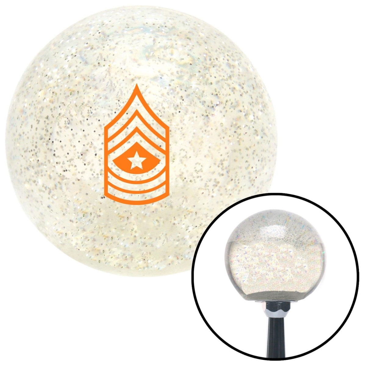 American Shifter 87812 Orange Sergeant Major Clear Metal Flake Shift Knob with M16 x 1.5 Insert Shifter Brody -  American Shifter Company