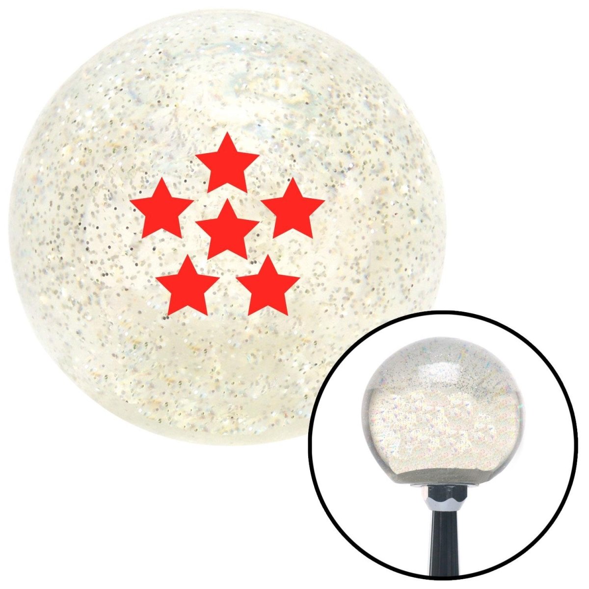 American Shifter 141832 Red Dragon Ball Z - 6 Star Clear Metal Flake Shift Knob with M16 x 1.5 Insert Auto Brody -  American Shifter Company