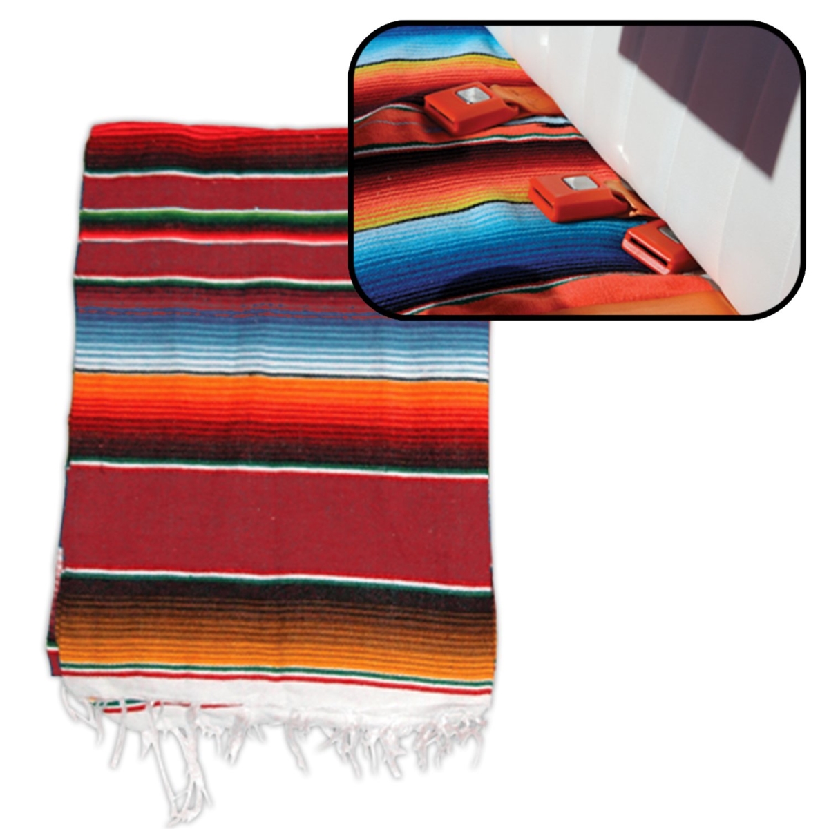 76492 64 x 84 in. Hot Rod Interior Kit & Authentic Mexican Indian Blanket, Red