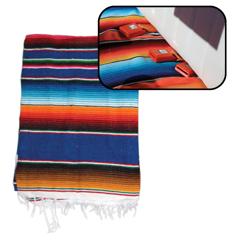 Hot Rod Interior Authentic Mexican Indian Blanket, Blue