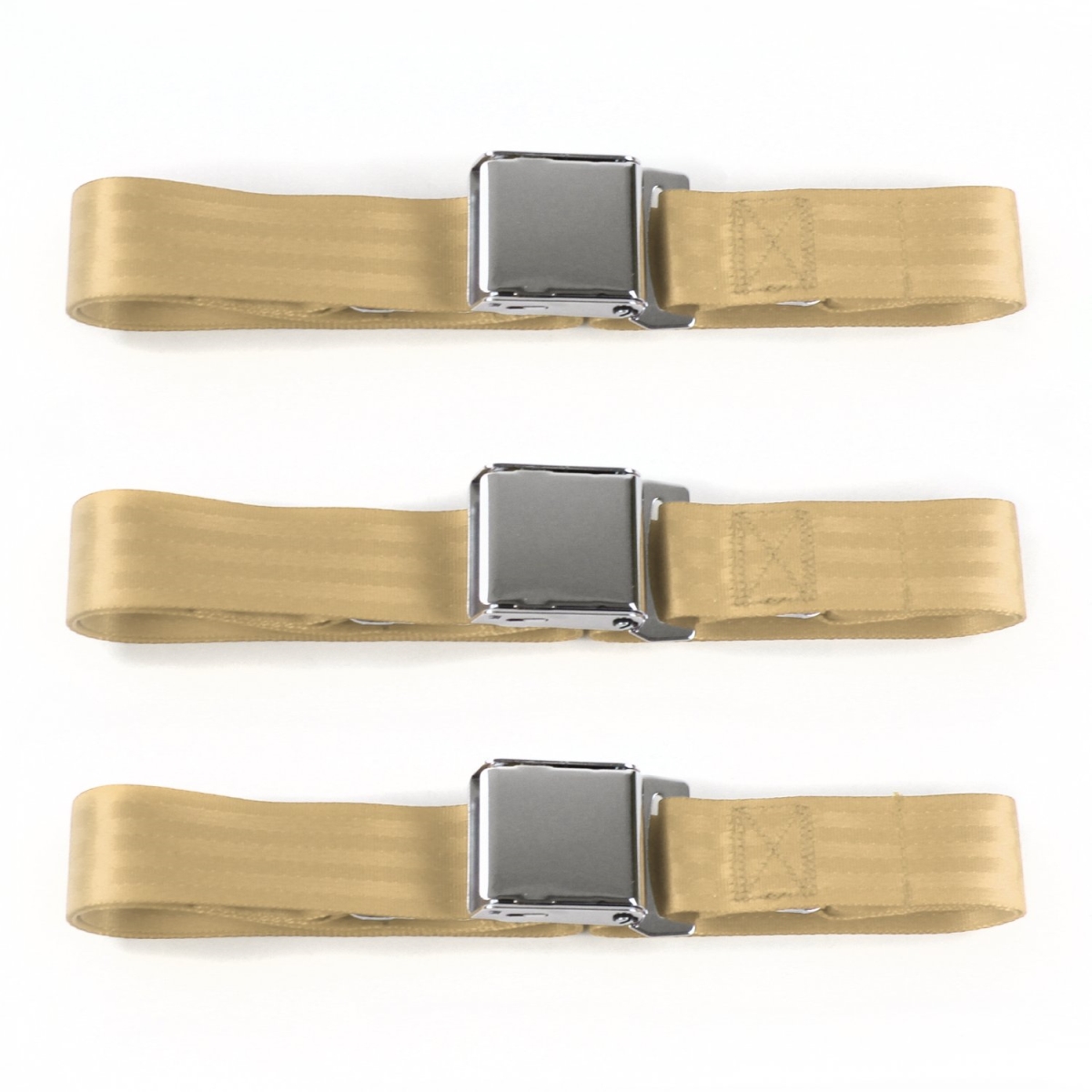 661994 Tan Lap Bench Seat Belt Kit for 1959-1960 Chevy Impala Airplane 2 Point - 3 Belts