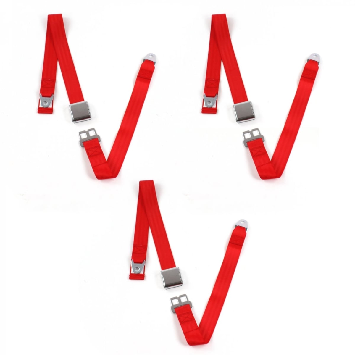 Red Lap Bench Seat Belt Kit for 1961-1966 Ford Thunderbird Airplane 2 Point - 3 Belts