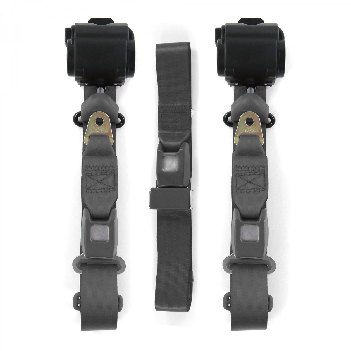 Charcoal Retractable Bench Seat Belt Kit for 1968-1983 VW Type 1 Standard 3 Point - 3 Belts