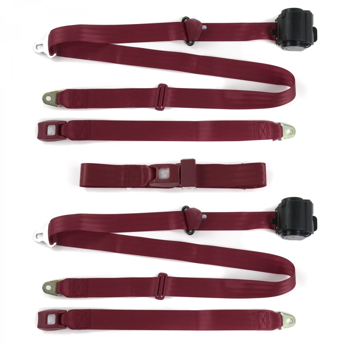 672111 3 Point Standard Retractable Bench Seat Belt Kit with 3 Belts for 1955-1957 Ford Thunderbird, Burgundy -  safeTboy
