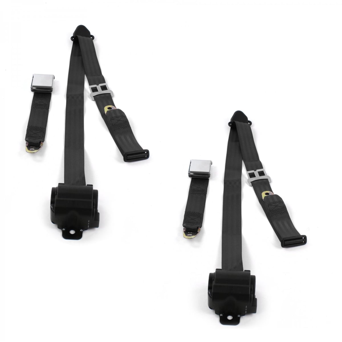 Black Retractable Bucket Seat Belt Kit for 1978-1979 Ford Bronco Airplane 3 Point - 2 Belts