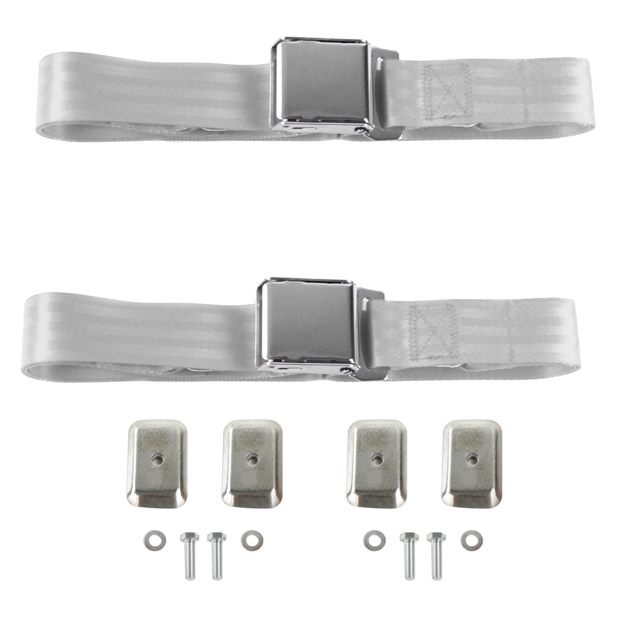 Gray & Grey Lap Bucket Seat Belt Kit with Bracketry for 1966-1973 Jeep Commando Airplane 2 Point - 2 Belts