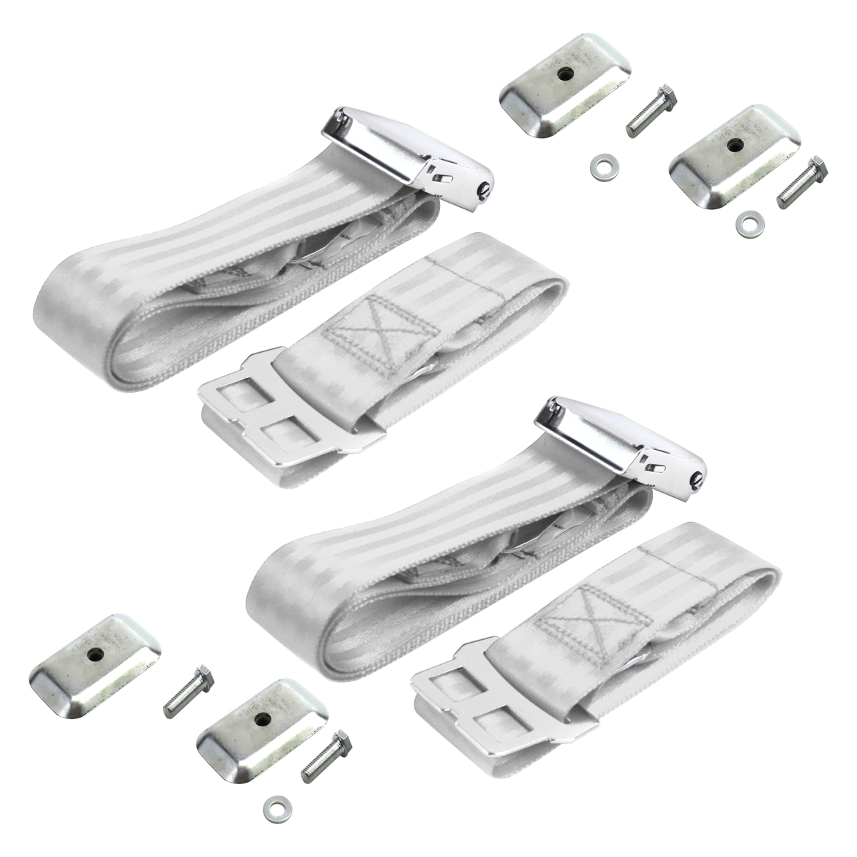 Gray & Grey Lap Bucket Seat Belt Kit with Bracketry for 1979-1987 AMC Eagle Airplane 2 Point - 2 Belts